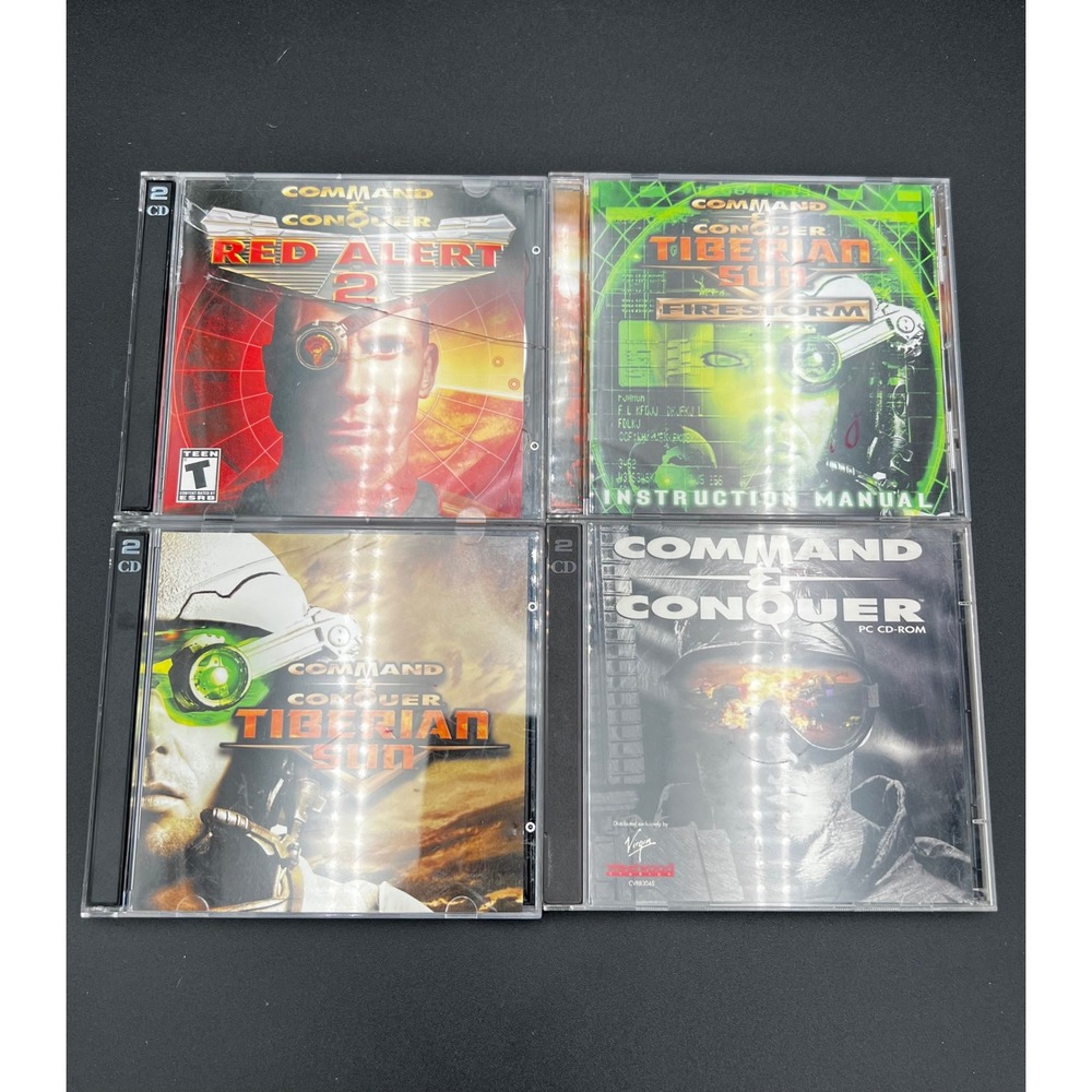 Command & Conquer PC Game Lot Red Alert 2 Tiberian Sun Firestorm Westwood RTS